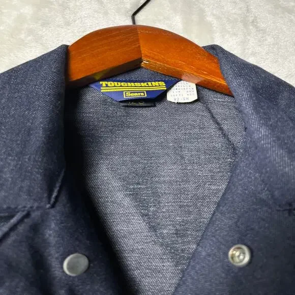 VTG Sears Toughskins Coveralls Men's 42S Blue Denim Deadstock Mechanic Workwear